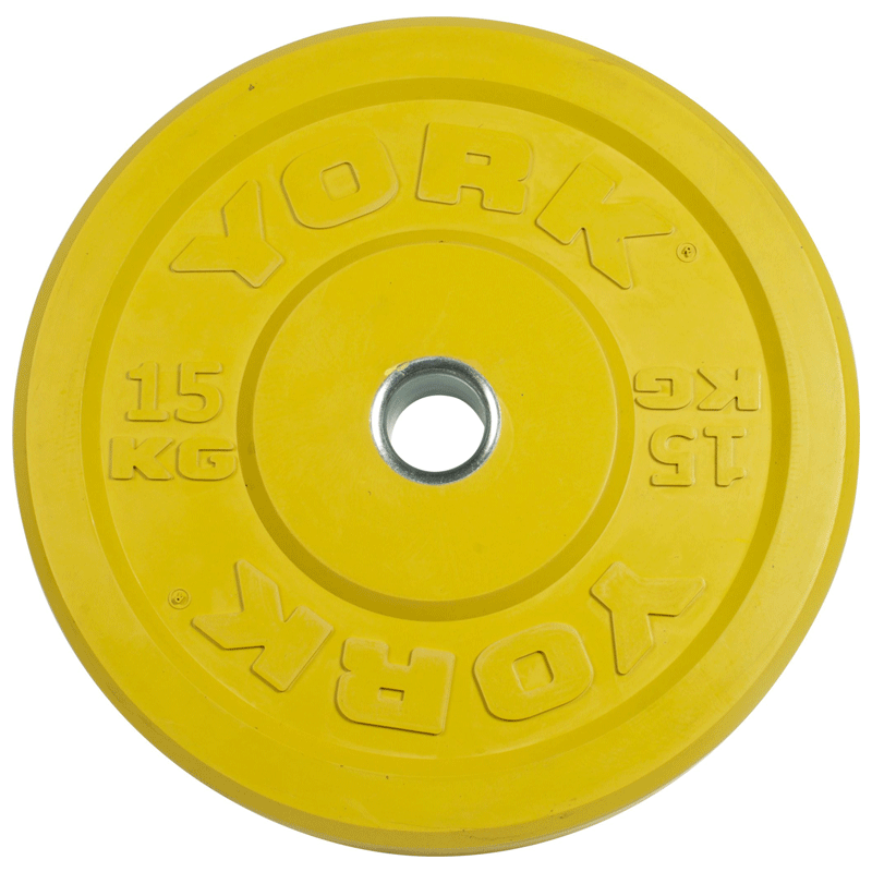 York Barbell | Solid Rubber Training Bumper Plates - Color - Kilos - XTC Fitness - Exercise Equipment Superstore - Canada - Training Bumper Plates