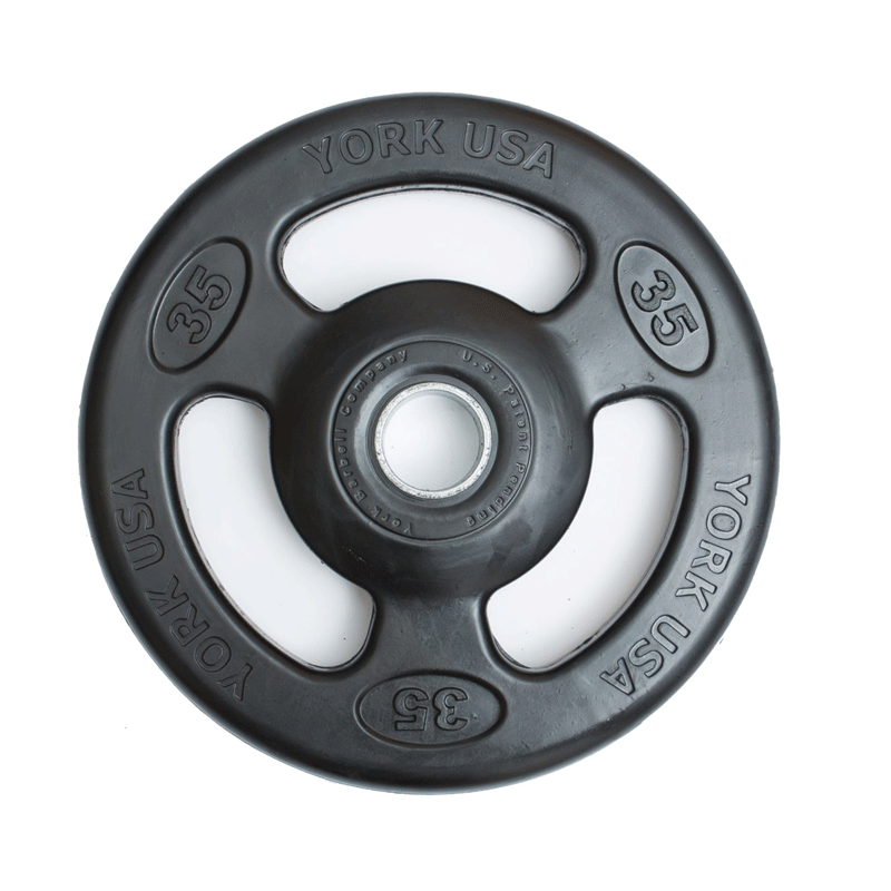 York Barbell | Olympic Plates - ISO-Grip Rubber Encased - XTC Fitness - Exercise Equipment Superstore - Canada - Rubber Coated Olympic Plates