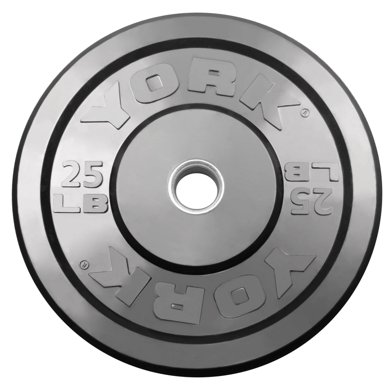 York Barbell | Solid Rubber Training Bumper Plates - Black - Pounds - XTC Fitness - Exercise Equipment Superstore - Canada - Training Bumper Plates