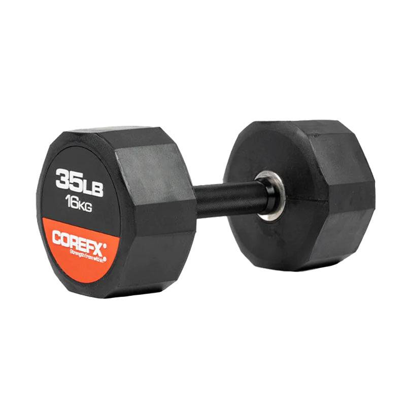 COREFX | 12 Edge Rubber Dumbbell - XTC Fitness - Exercise Equipment Superstore - Canada - Rubber Coated Hex