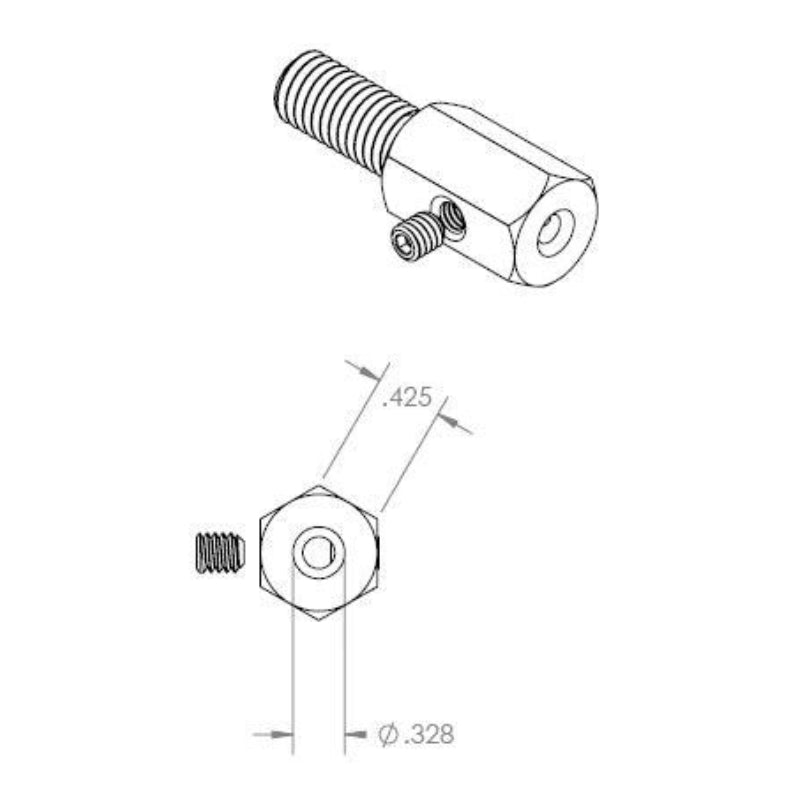 XTC Gear | Shaft Cable Connecter with 3 set Screws - 1/2" Bolt / 13 Thread - For Cables up to 3/16" - XTC Fitness - Exercise Equipment Superstore - Canada - Aircraft Cable