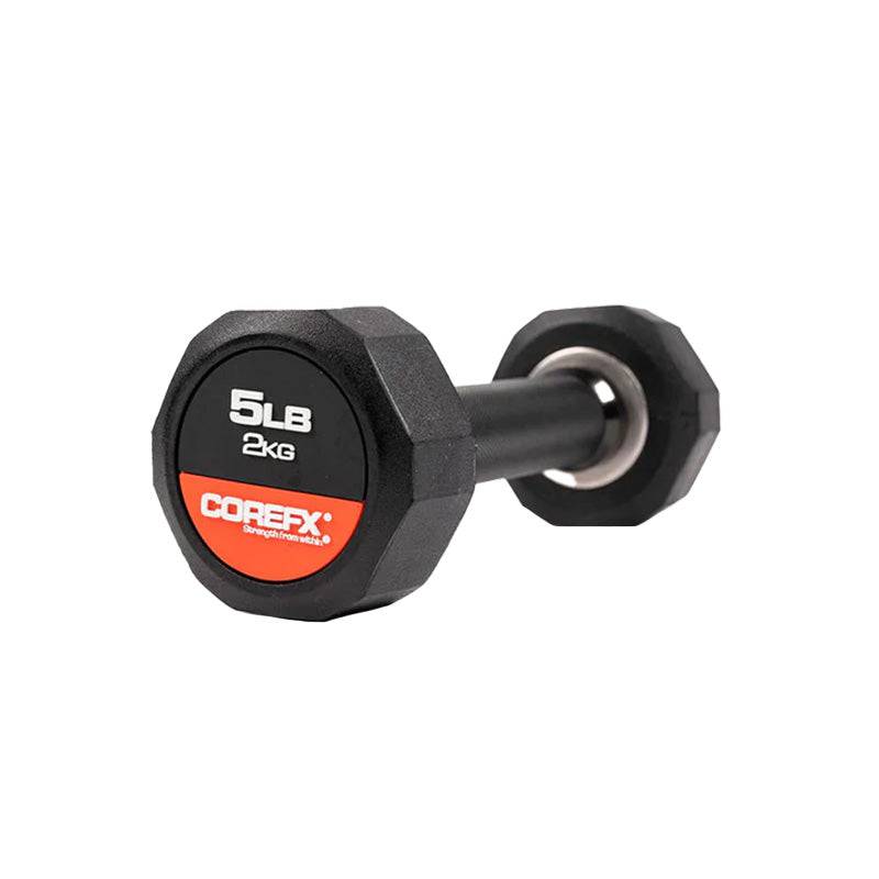 COREFX | 12 Edge Rubber Dumbbell - XTC Fitness - Exercise Equipment Superstore - Canada - Rubber Coated Hex