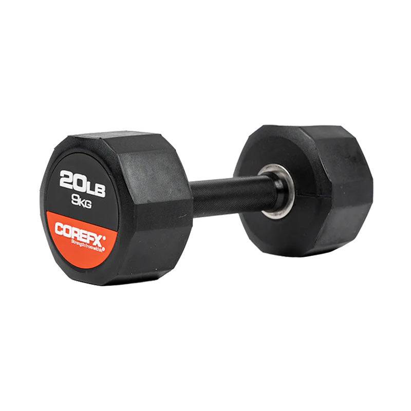 COREFX | 12 Edge Rubber Dumbbell - XTC Fitness - Exercise Equipment Superstore - Canada - Rubber Coated Hex