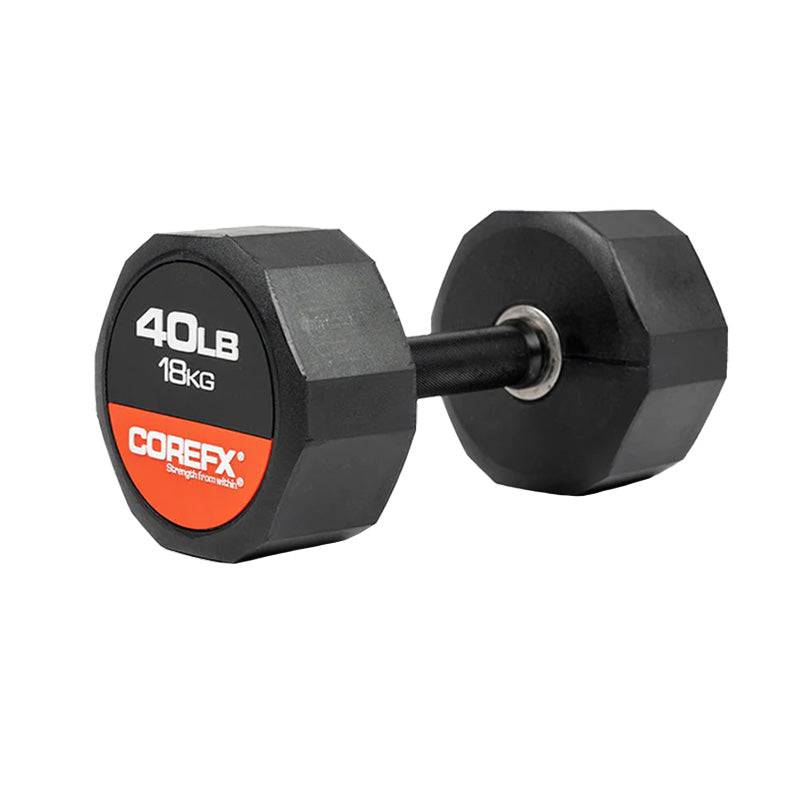 COREFX | 12 Edge Rubber Dumbbell - XTC Fitness - Exercise Equipment Superstore - Canada - Rubber Coated Hex