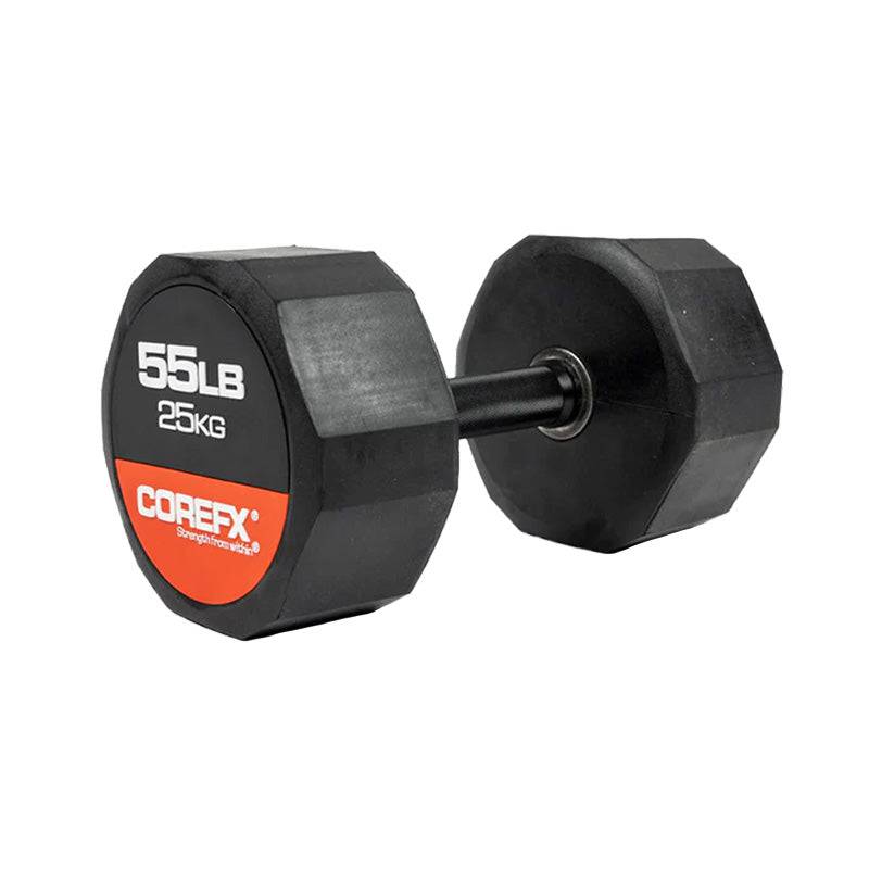 COREFX | 12 Edge Rubber Dumbbell - XTC Fitness - Exercise Equipment Superstore - Canada - Rubber Coated Hex