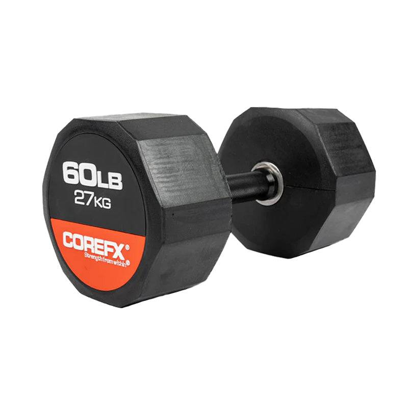COREFX | 12 Edge Rubber Dumbbell - XTC Fitness - Exercise Equipment Superstore - Canada - Rubber Coated Hex