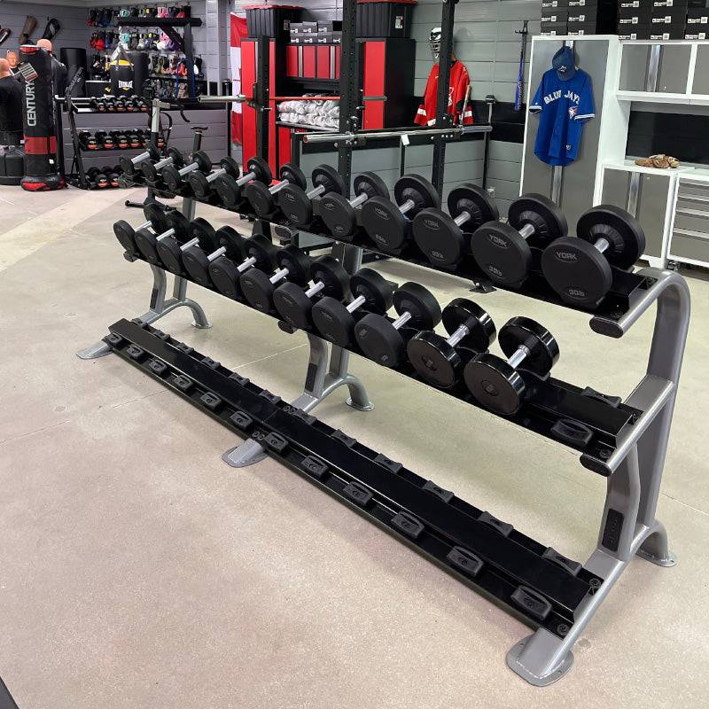 York Barbell | Dumbbells - Medial Grip Rubber Coated Pro Style - XTC Fitness - Exercise Equipment Superstore - Canada - Rubber Coated Round