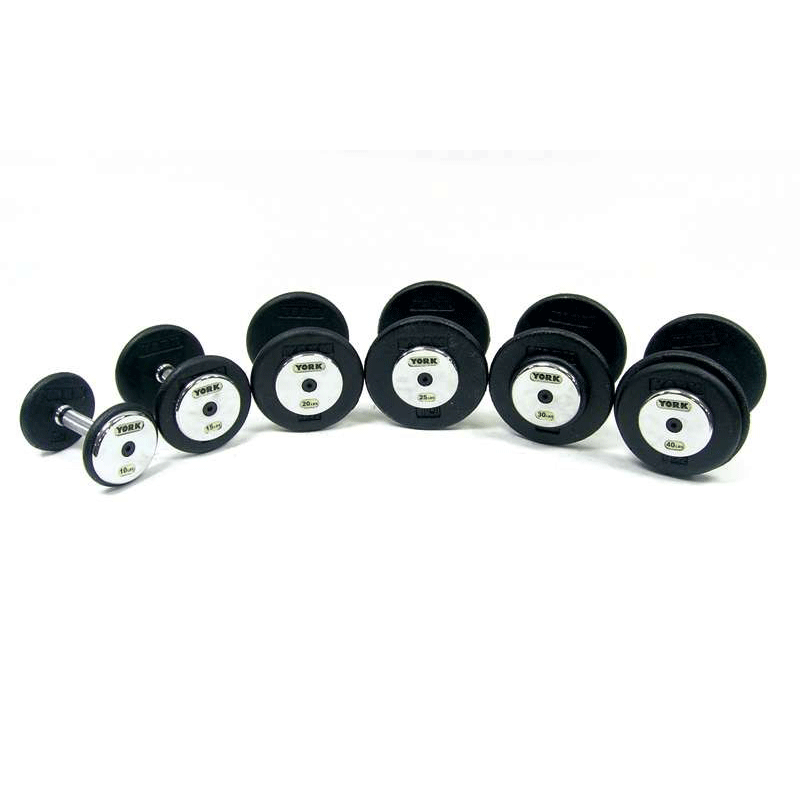 York Barbell | Dumbbells - SDH w/ Chrome End Plates (Pair) - XTC Fitness - Exercise Equipment Superstore - Canada - Cast Iron Round