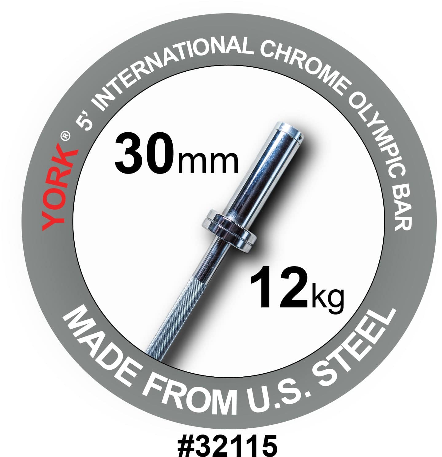 York Barbell | International Hard Chrome Bar - 5ft (30mm) - XTC Fitness - Exercise Equipment Superstore - Canada - Multi-Purpose Barbell