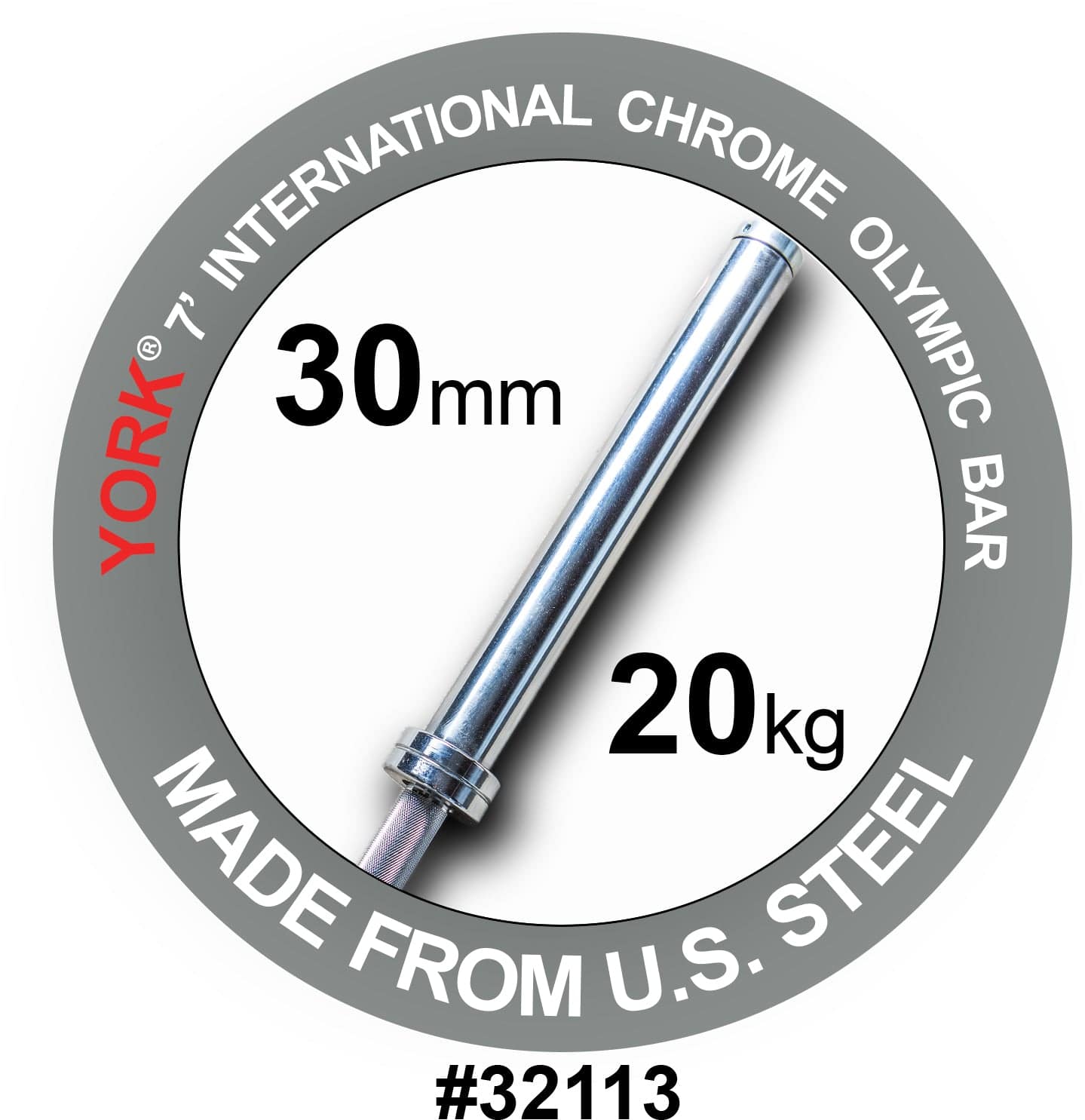York Barbell | International Hard Chrome Bar - 7ft (30mm) - XTC Fitness - Exercise Equipment Superstore - Canada - Multi-Purpose Barbell