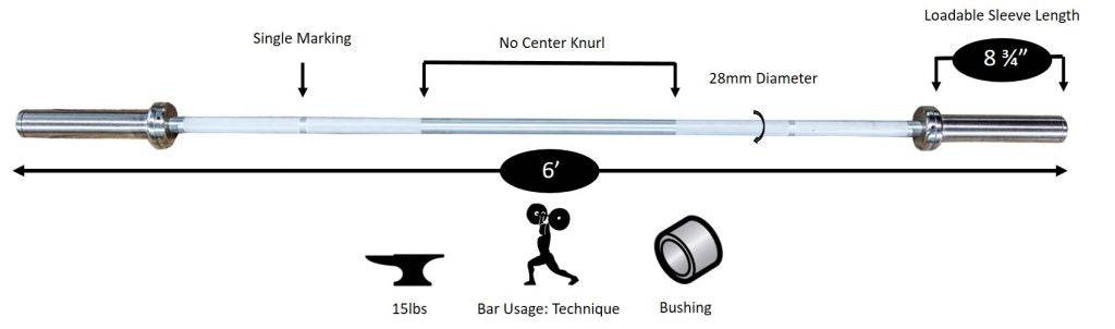 York Barbell | International Ultra-Lite Aluminum Bar - 6ft (28mm) - XTC Fitness - Exercise Equipment Superstore - Canada - Olympic Lifting Barbell