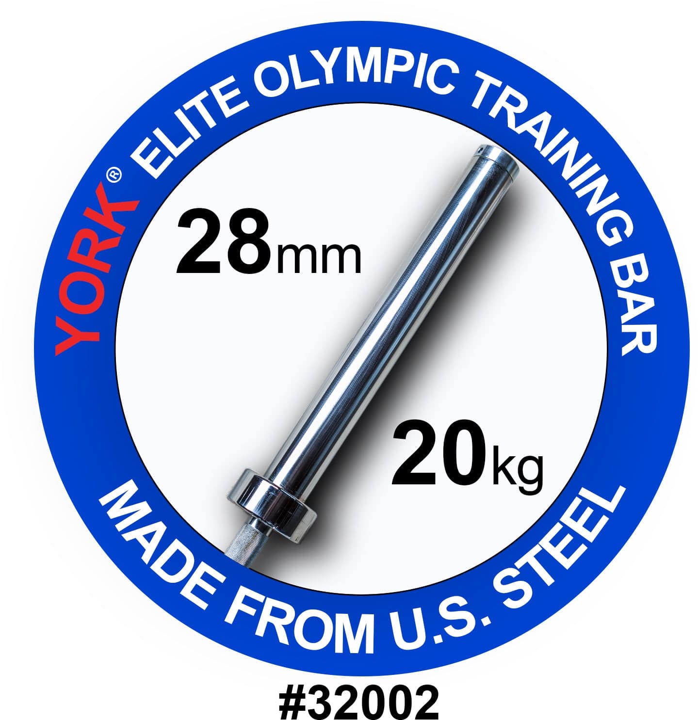 York Barbell | Men's Elite Training Bar - 28mm - XTC Fitness - Exercise Equipment Superstore - Canada - Olympic Lifting Barbell