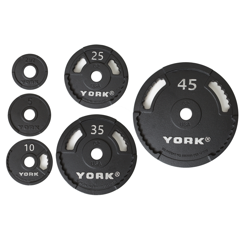 York Barbell | Olympic Plates - G-2 - XTC Fitness - Exercise Equipment Superstore - Canada - Cast Iron Olympic Plates