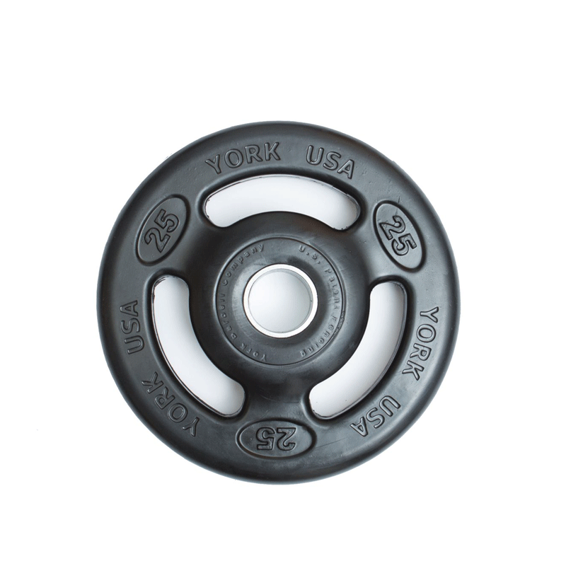 York Barbell | Olympic Plates - ISO-Grip Rubber Encased - XTC Fitness - Exercise Equipment Superstore - Canada - Rubber Coated Olympic Plates