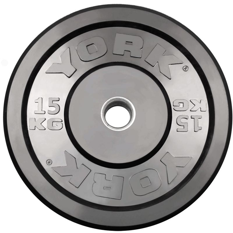 York Barbell | Solid Rubber Training Bumper Plates - Black - Kilos - XTC Fitness - Exercise Equipment Superstore - Canada - Training Bumper Plates