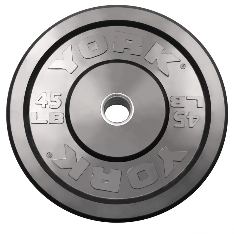York Barbell | Solid Rubber Training Bumper Plates - Black - Pounds - XTC Fitness - Exercise Equipment Superstore - Canada - Training Bumper Plates