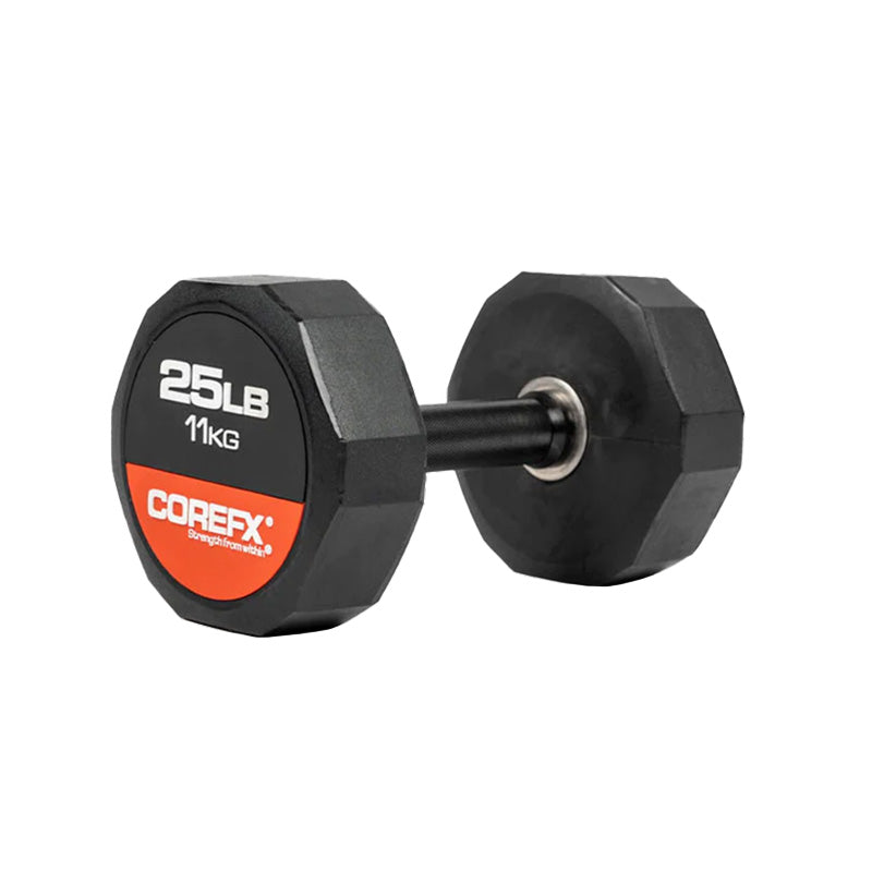 COREFX  | 12 Edge Rubber Dumbbell - XTC Fitness - Exercise Equipment Superstore - Canada - Rubber Coated Hex