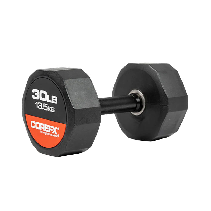 COREFX  | 12 Edge Rubber Dumbbell - XTC Fitness - Exercise Equipment Superstore - Canada - Rubber Coated Hex