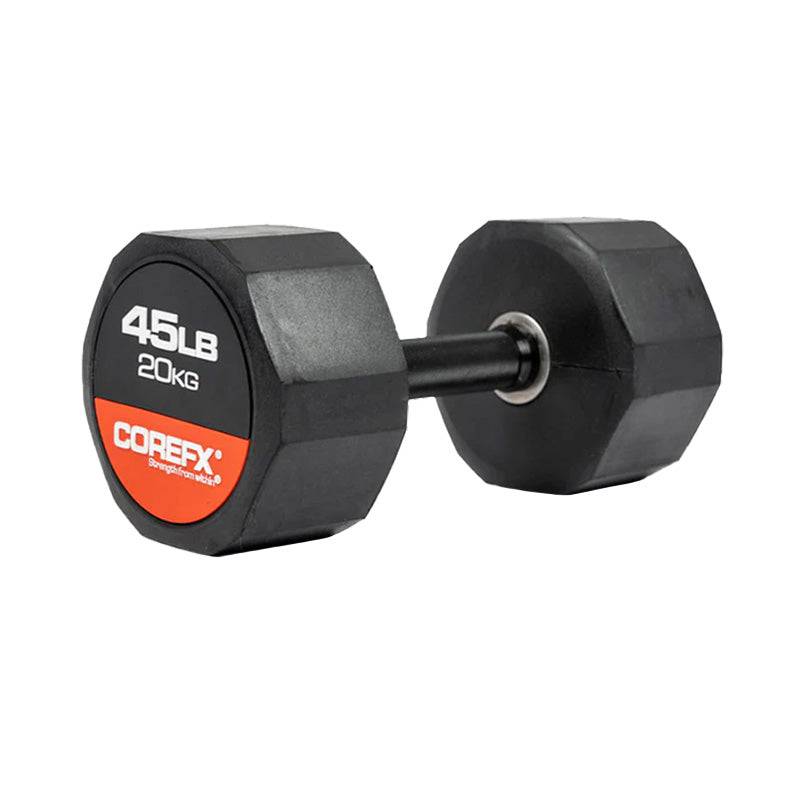 COREFX  | 12 Edge Rubber Dumbbell - XTC Fitness - Exercise Equipment Superstore - Canada - Rubber Coated Hex