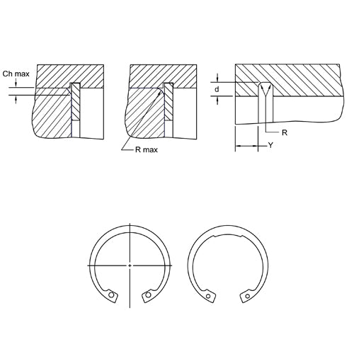 Daemar | Internal Retaining Rings - Carbon Steel Phosphate Coating - Imperial - XTC Fitness - Exercise Equipment Superstore - Canada - Retaining Rings