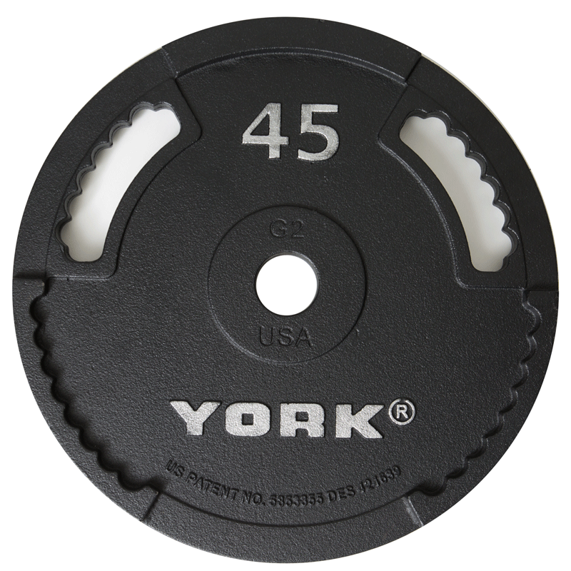 York Barbell | Olympic Plates - G-2 - XTC Fitness - Exercise Equipment Superstore - Canada - Cast Iron Olympic Plates
