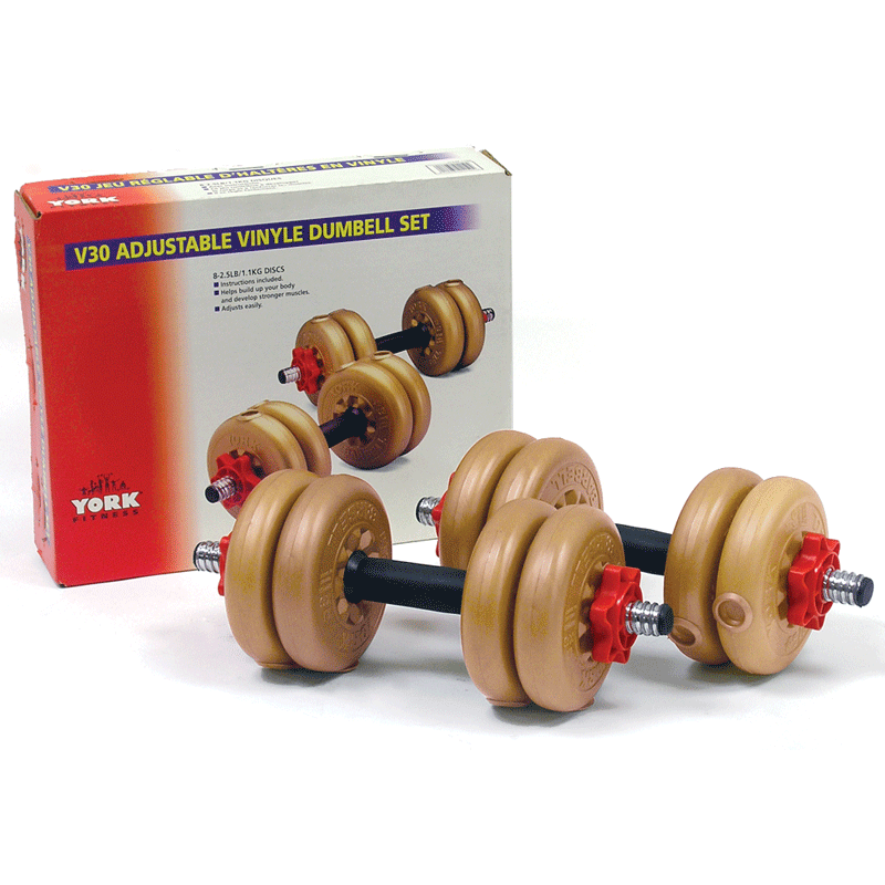 York Barbell | Dumbbells - V30 Spin Lock Vinyl (Set) - XTC Fitness - Exercise Equipment Superstore - Canada - Adjustable Dumbbells