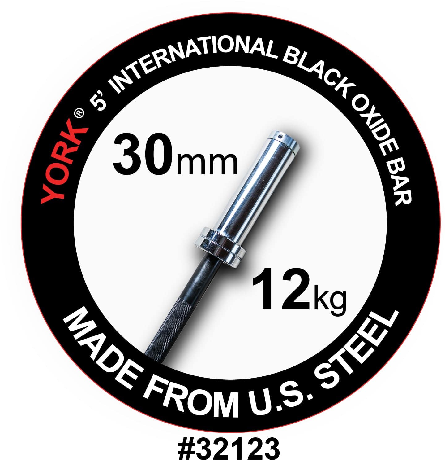 York Barbell | International Black Oxide Bar - 5ft (30mm) - XTC Fitness - Exercise Equipment Superstore - Canada - Multi-Purpose Barbell