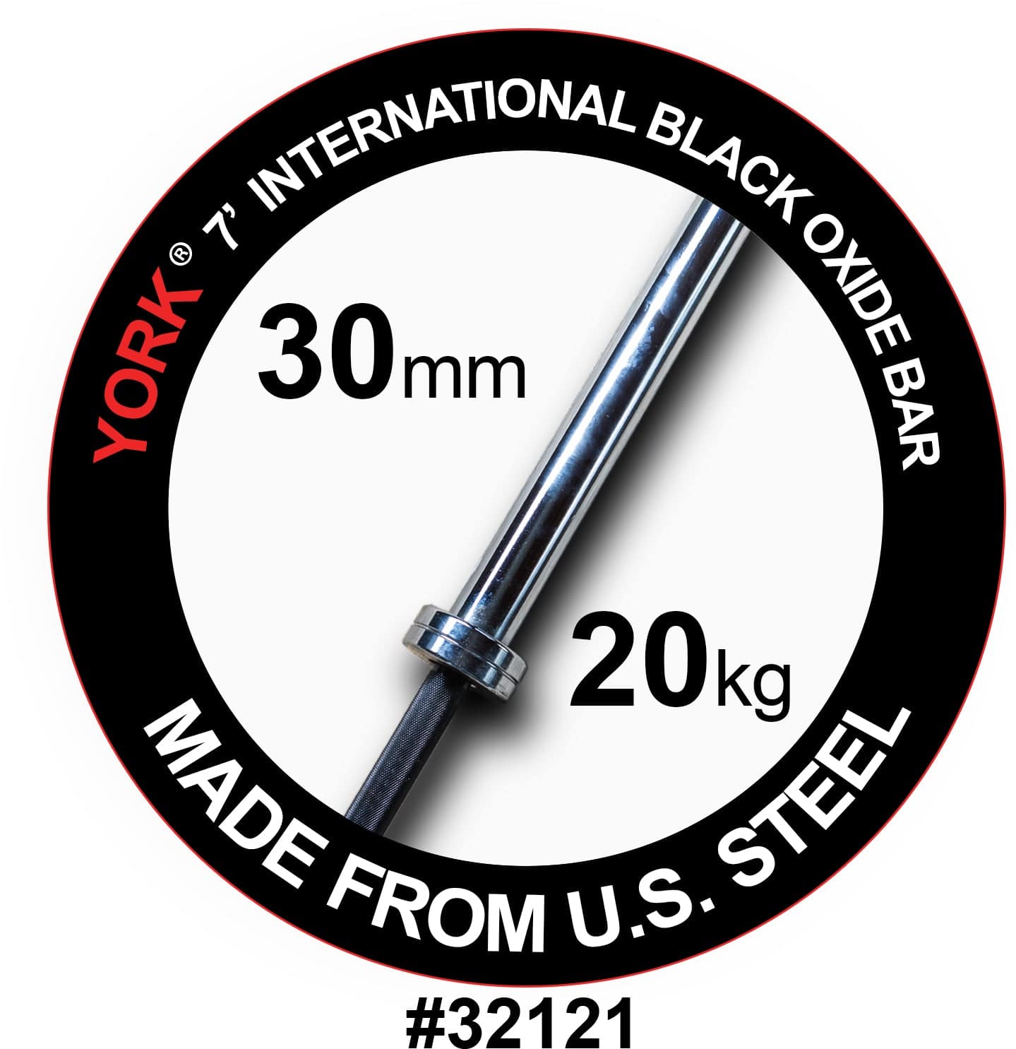 York Barbell | International Black Oxide Bar - 7ft (30mm) - XTC Fitness - Exercise Equipment Superstore - Canada - Multi-Purpose Barbell