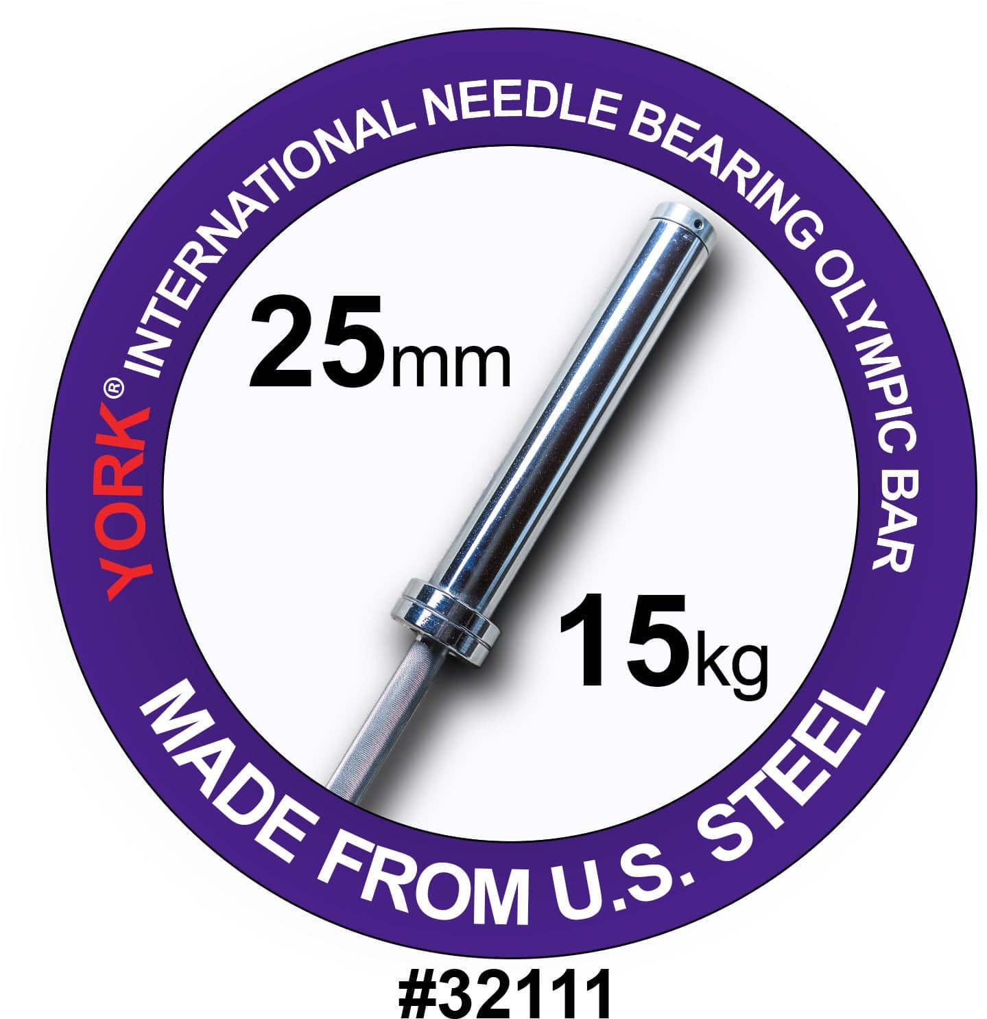 York Barbell | International Women's Needle-Bearing Olympic Training Bar - 6.5ft (25mm) - XTC Fitness - Exercise Equipment Superstore - Canada - Olympic Lifting Barbell