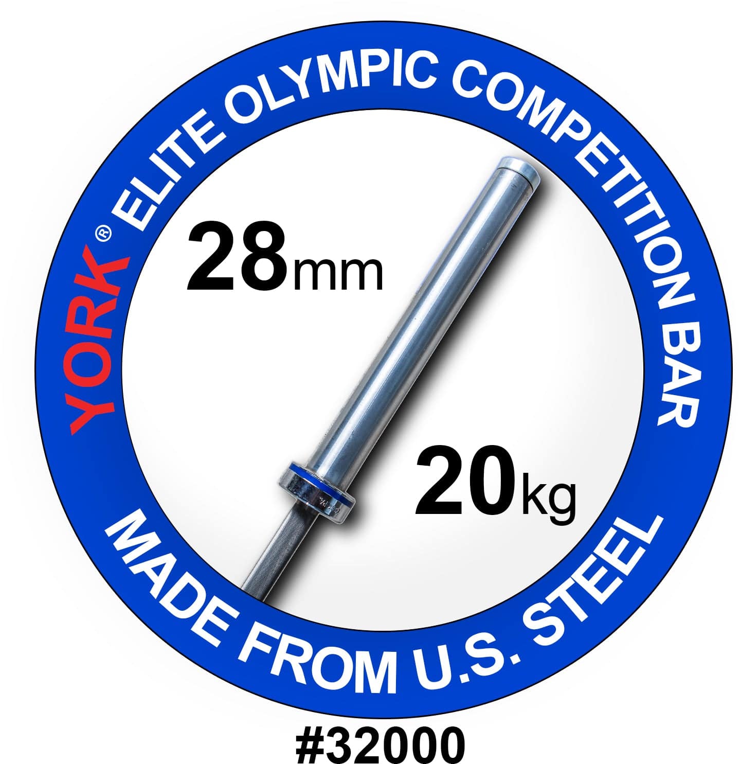 York Barbell | Men's Elite Competition Olympic Bar - XTC Fitness - Exercise Equipment Superstore - Canada - Olympic Lifting Barbell