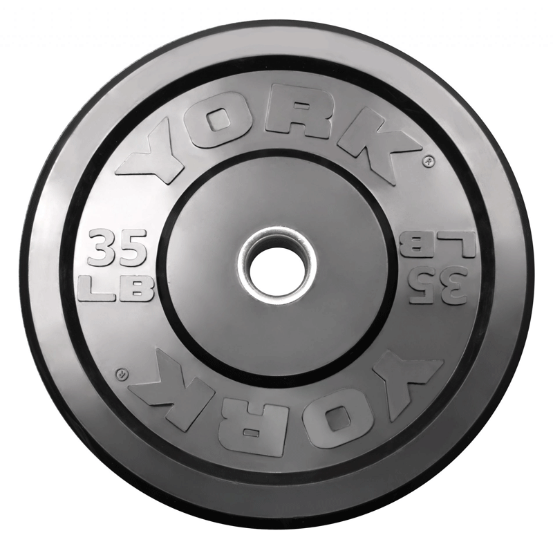 York Barbell | Solid Rubber Training Bumper Plates - Black - Pounds - XTC Fitness - Exercise Equipment Superstore - Canada - Training Bumper Plates