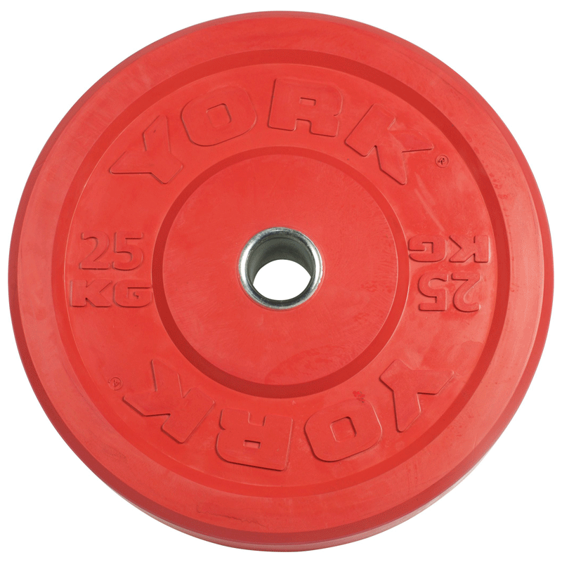 York Barbell | Solid Rubber Training Bumper Plates - Color - Kilos - XTC Fitness - Exercise Equipment Superstore - Canada - Training Bumper Plates