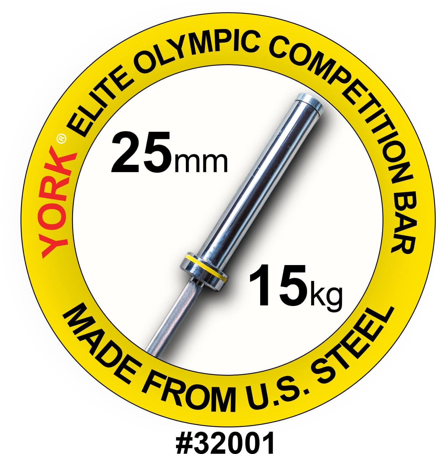 York Barbell | Women's Elite Competition Olympic Bar - 25mm - XTC Fitness - Exercise Equipment Superstore - Canada - Olympic Lifting Barbell